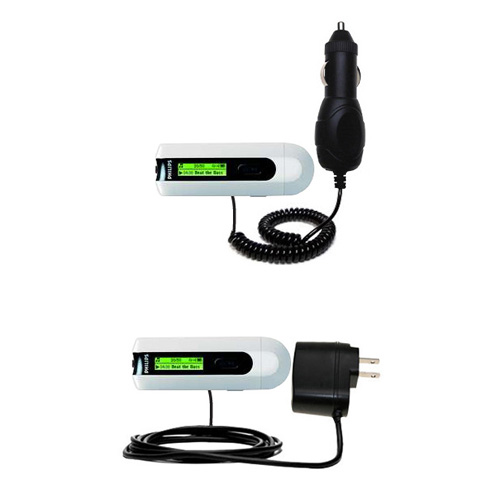 Car & Home Charger Kit compatible with the Philips GoGear SA2100/37