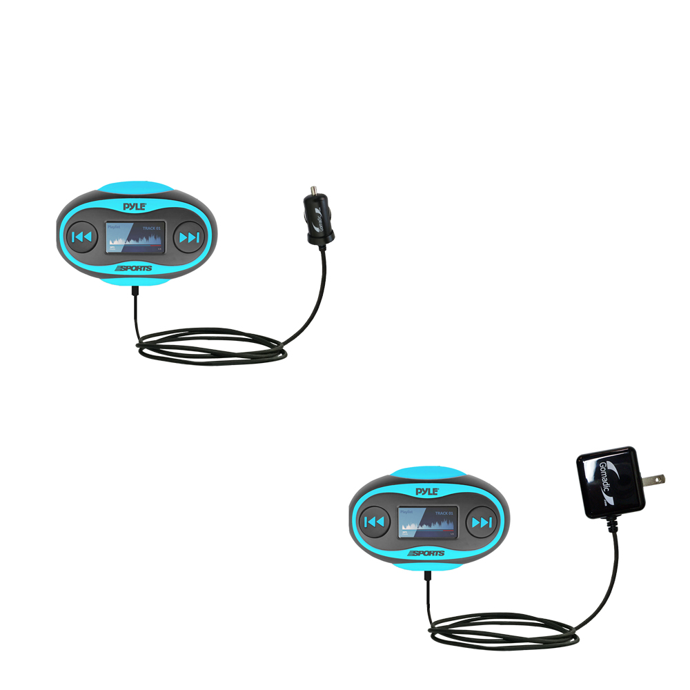 Car & Home Charger Kit compatible with the Pyle PSWP25BL Waterproof MP3