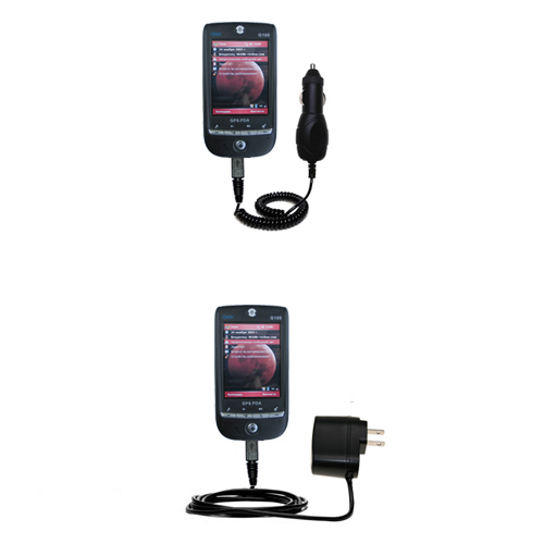 Gomadic Car and Wall Charger Essential Kit suitable for the Qtek G100 - Includes both AC Wall and DC Car Charging Options with TipExchange