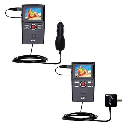 Car & Home Charger Kit compatible with the RCA EZ2000 Small Wonder HD Camcorder