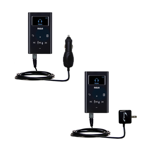 Gomadic Car and Wall Charger Essential Kit suitable for the RCA M2204 Lyra Digital Audio Player - Includes both AC Wall and DC Car Charging Options with TipExchange