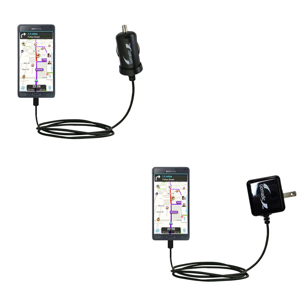 Gomadic Car and Wall Charger Essential Kit suitable for the Samsung Galaxy Note 4 - Includes both AC Wall and DC Car Charging Options with TipExchange