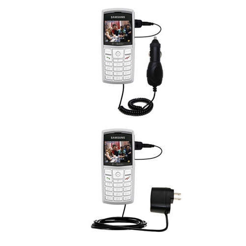 Gomadic Car and Wall Charger Essential Kit suitable for the Samsung SGH-T519 - Includes both AC Wall and DC Car Charging Options with TipExchange