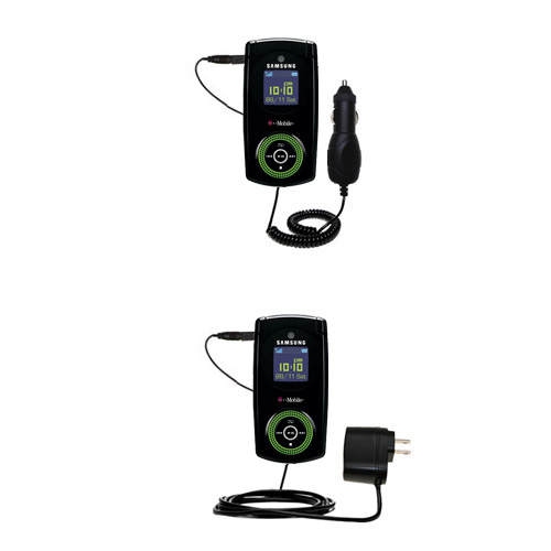 Gomadic Car and Wall Charger Essential Kit suitable for the Samsung SGH-T539 - Includes both AC Wall and DC Car Charging Options with TipExchange