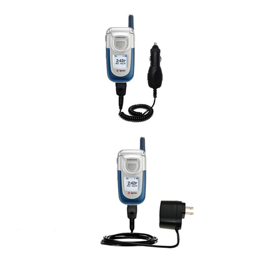 Gomadic Car and Wall Charger Essential Kit suitable for the Samsung SPH-A760 - Includes both AC Wall and DC Car Charging Options with TipExchange