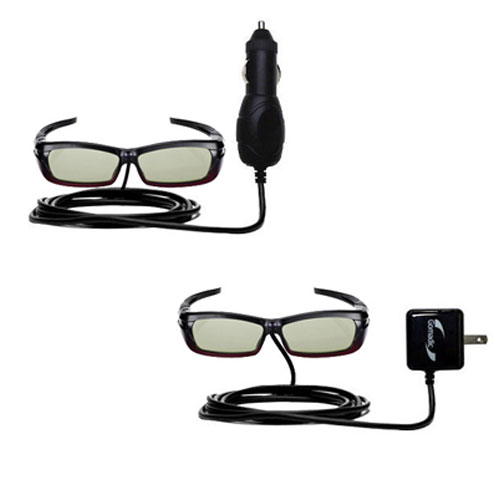 Car & Home Charger Kit compatible with the Samsung SSG-2200AR Rechargeable Adult 3D Glasses