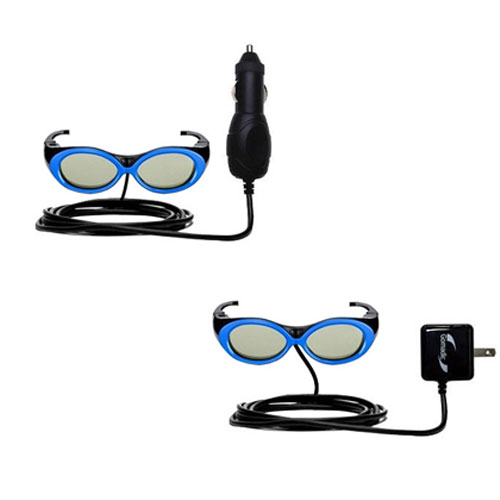 Car & Home Charger Kit compatible with the Samsung SSG-2200KR Rechargeable Children 3D Glasses