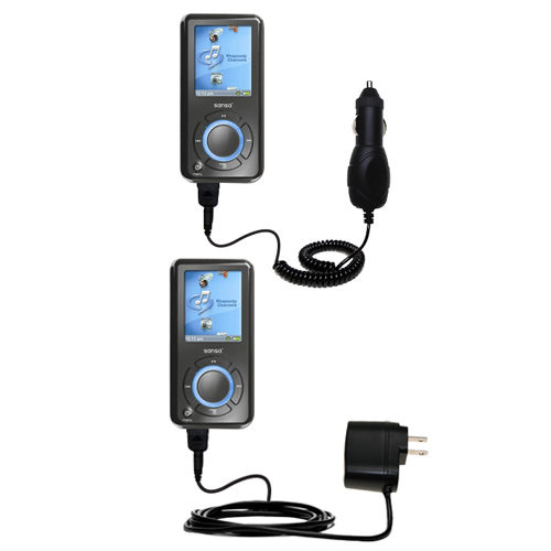 Car & Home Charger Kit compatible with the Sandisk Sansa e200R Rhapsody