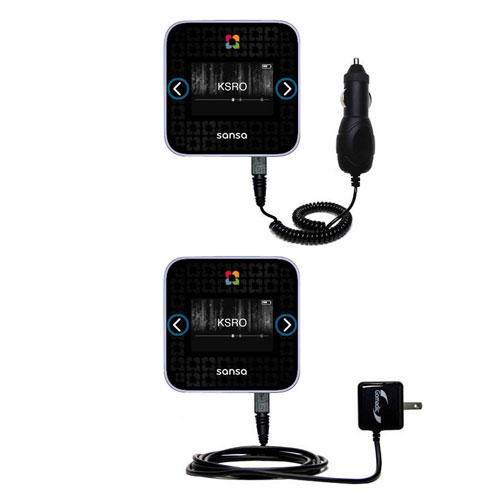 Car & Home Charger Kit compatible with the Sandisk Sansa SlotRadio to Go