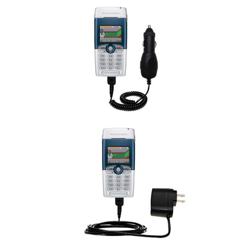 Gomadic Car and Wall Charger Essential Kit suitable for the Sony Ericsson T310 - Includes both AC Wall and DC Car Charging Options with TipExchange