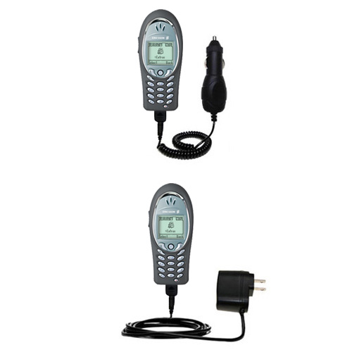 Gomadic Car and Wall Charger Essential Kit suitable for the Sony Ericsson T60c - Includes both AC Wall and DC Car Charging Options with TipExchange