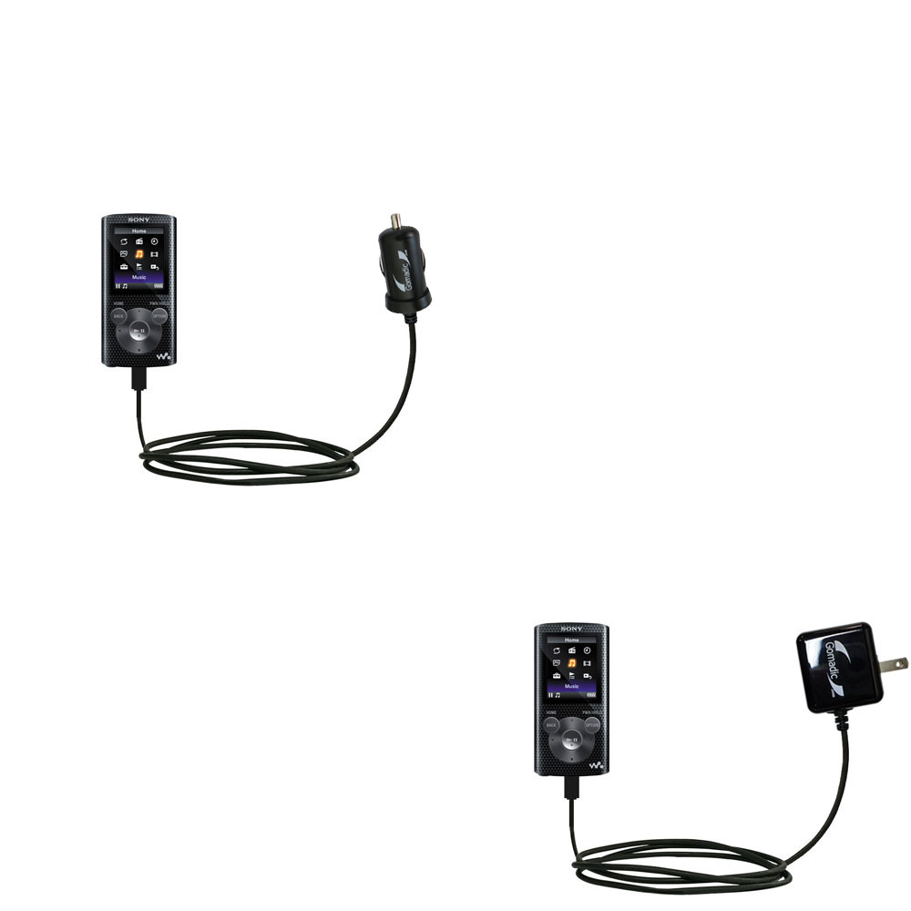 Car & Home Charger Kit compatible with the Sony NWZ-E383 / NWZ-E384 / NWZ-E385