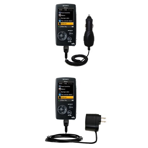 Car & Home Charger Kit compatible with the Sony Walkman NWZ-A800 Series