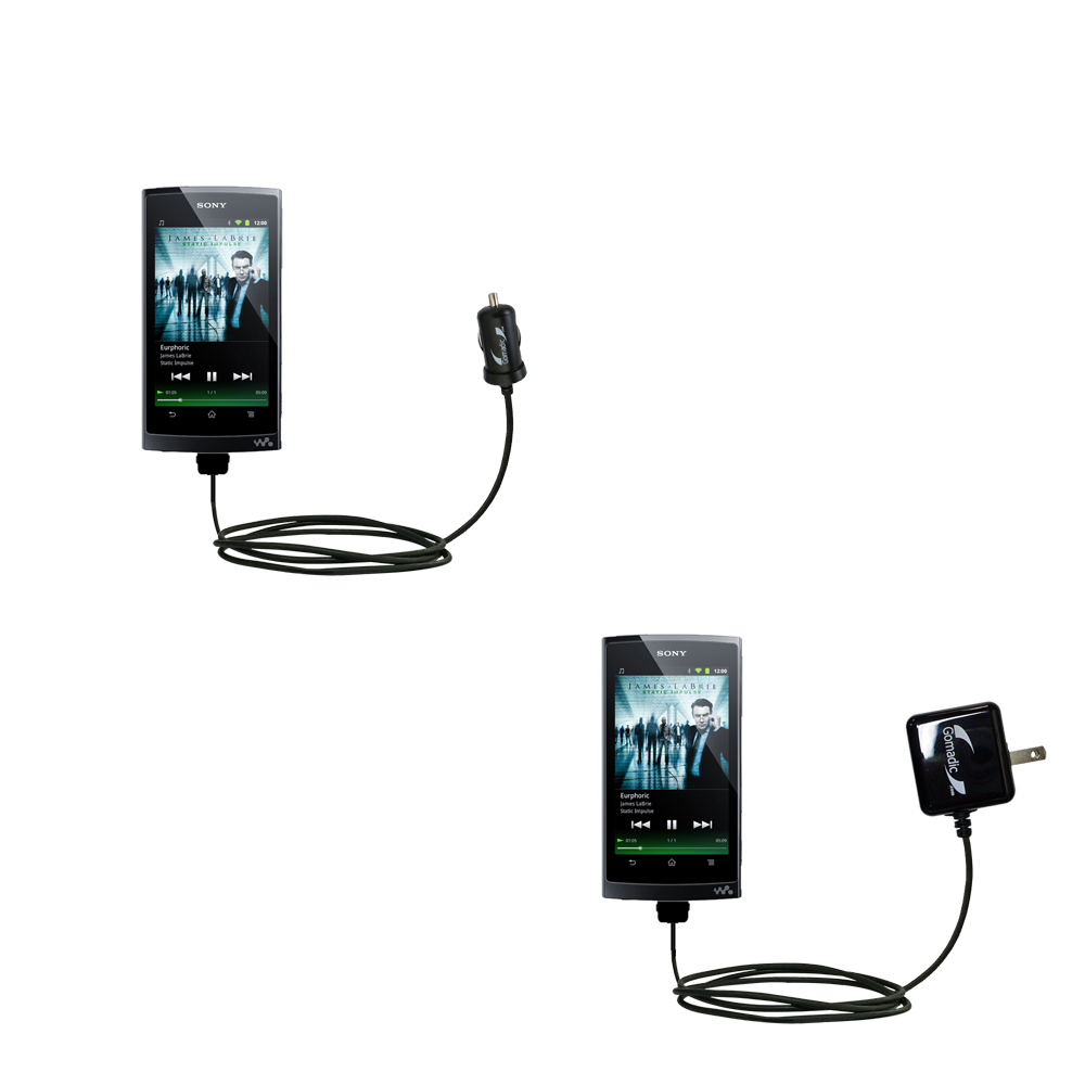 Car & Home Charger Kit compatible with the Sony Walkman NWZ-Z1040 Z1050 Z1060