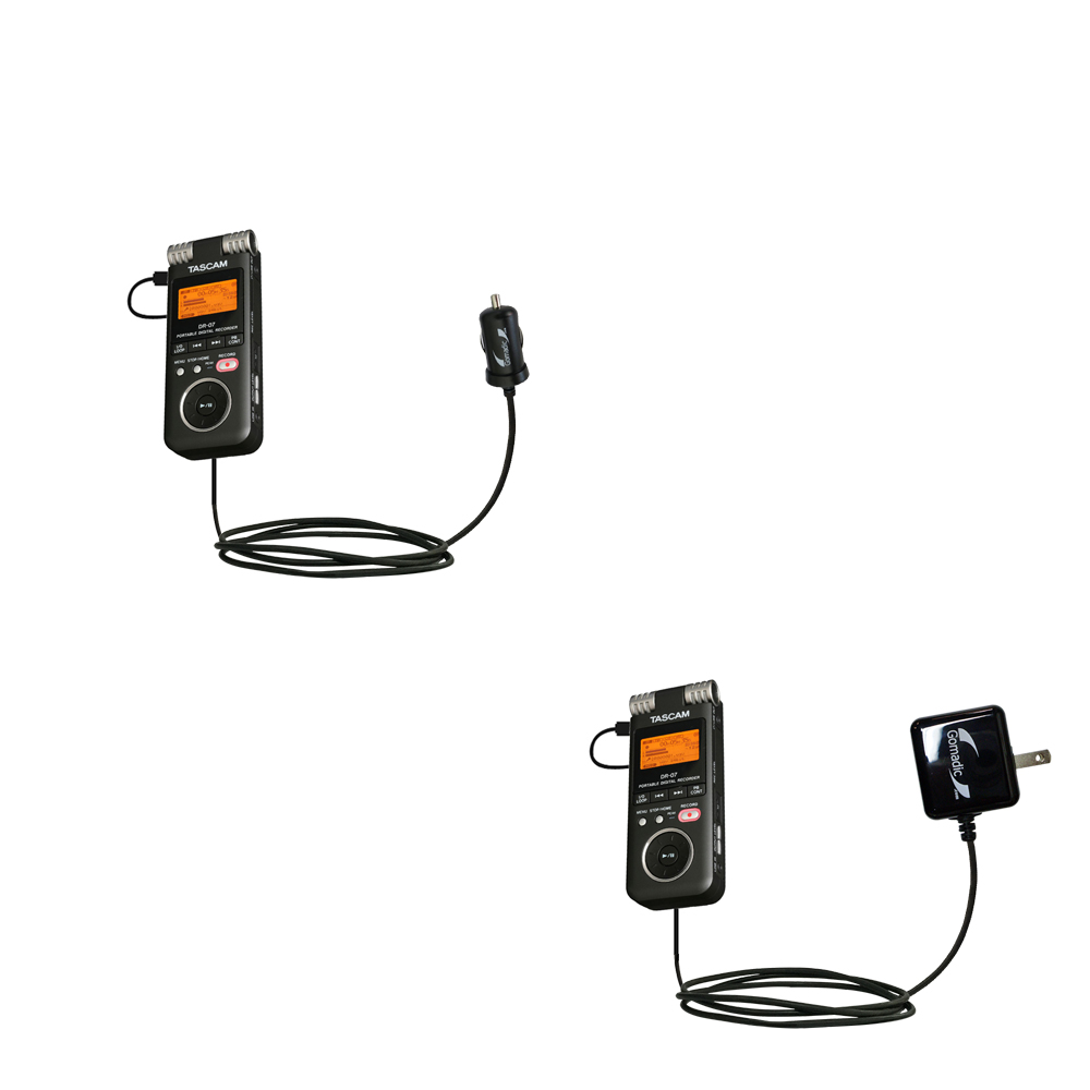 Car & Home Charger Kit compatible with the Tascam DR-07