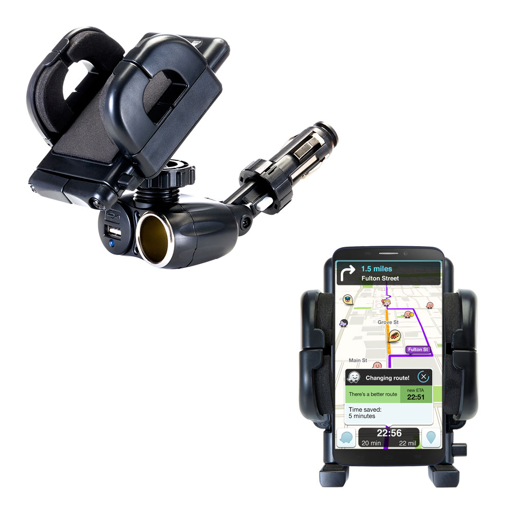 Cigarette Lighter Car Auto Holder Mount compatible with the Alcatel One Touch Hero