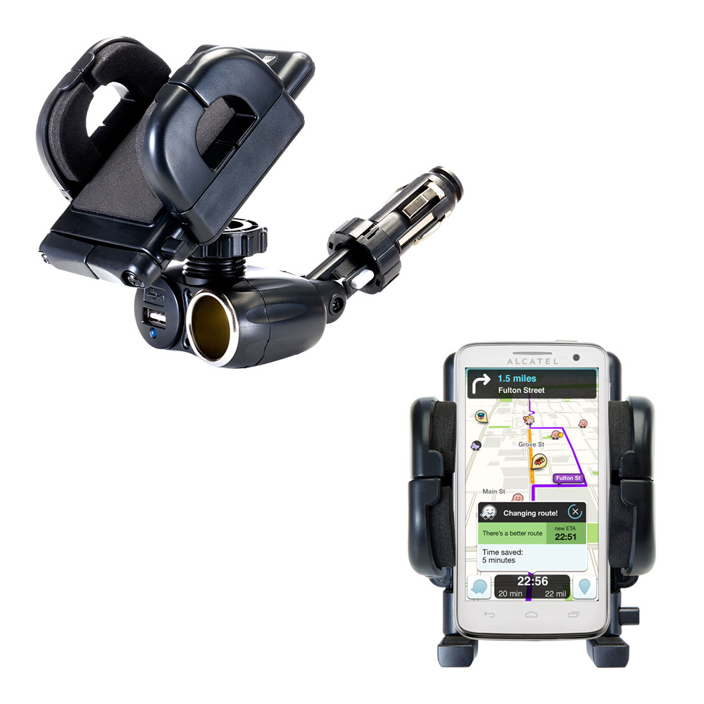 Cigarette Lighter Car Auto Holder Mount compatible with the Alcatel One Touch Snap