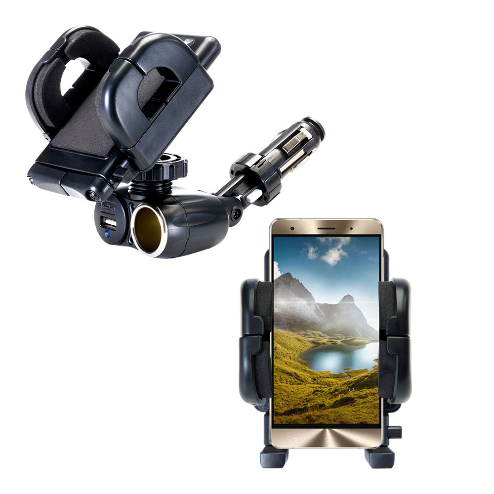 Cigarette Lighter Car Auto Holder Mount compatible with the Asus Zenfone 3 Deluxe