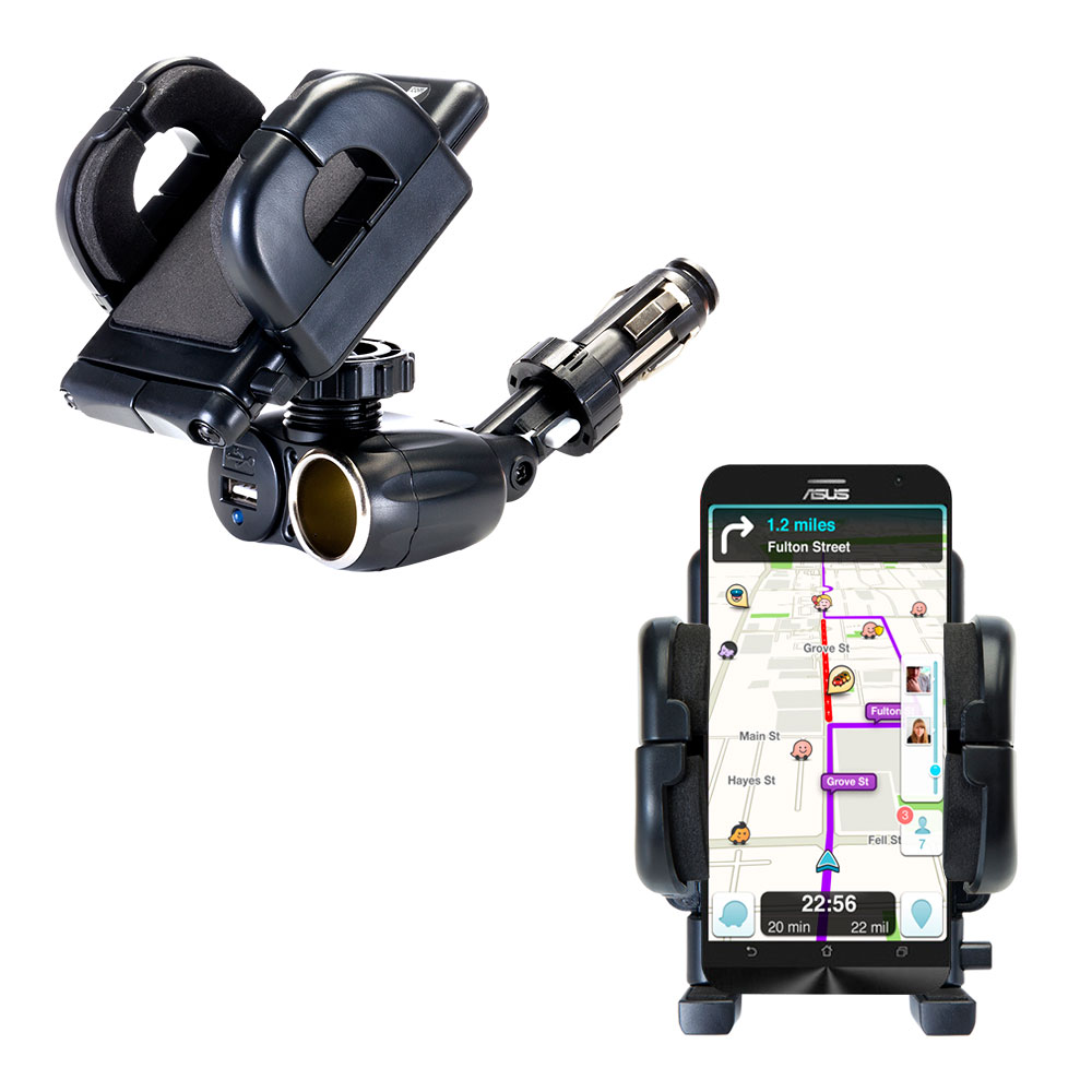 Cigarette Lighter Car Auto Holder Mount compatible with the Asus ZenFone Zoom