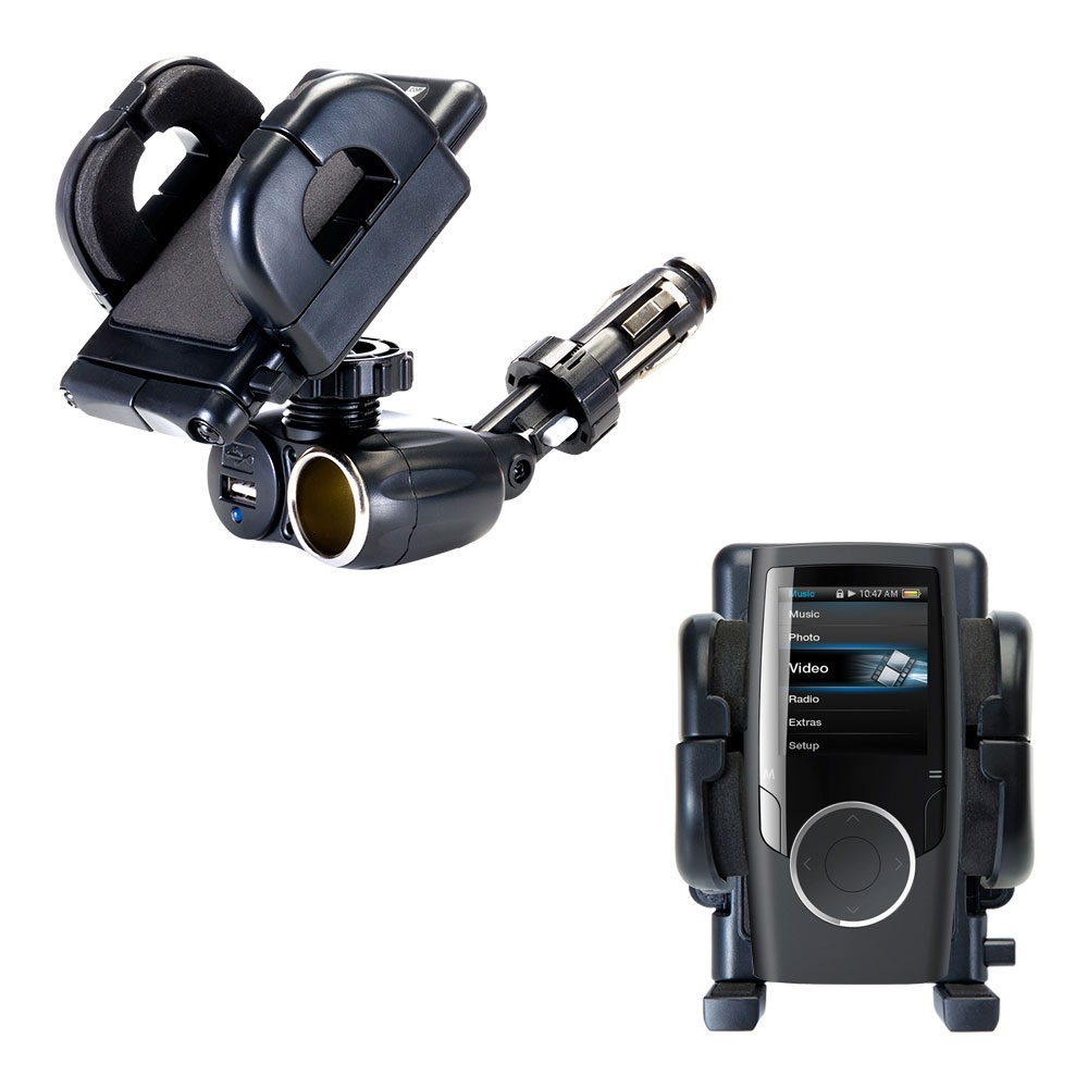 Cigarette Lighter Car Auto Holder Mount compatible with the Coby MP601 Video MP3 Player