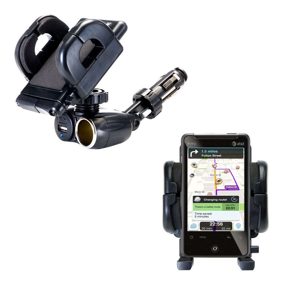 Cigarette Lighter Car Auto Holder Mount compatible with the HTC Aria