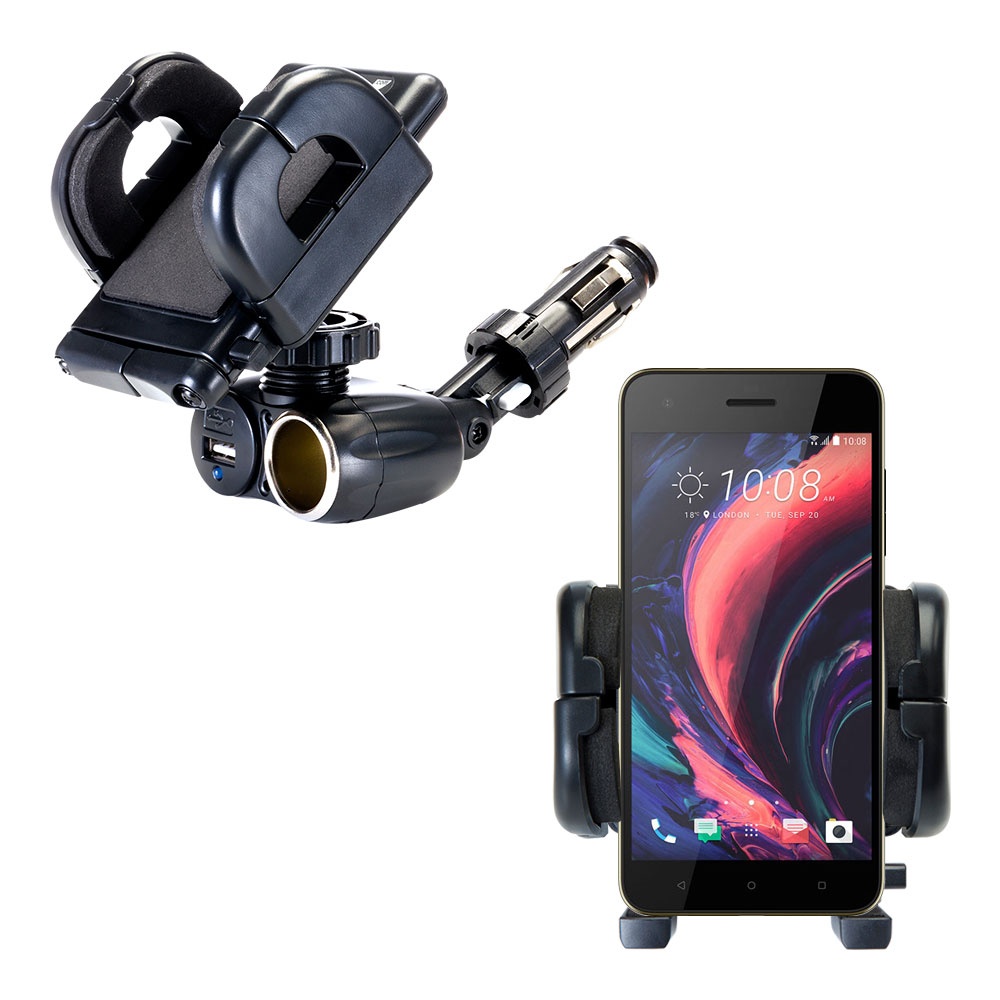 Cigarette Lighter Car Auto Holder Mount compatible with the HTC Desire 10 Pro / Lifestyle
