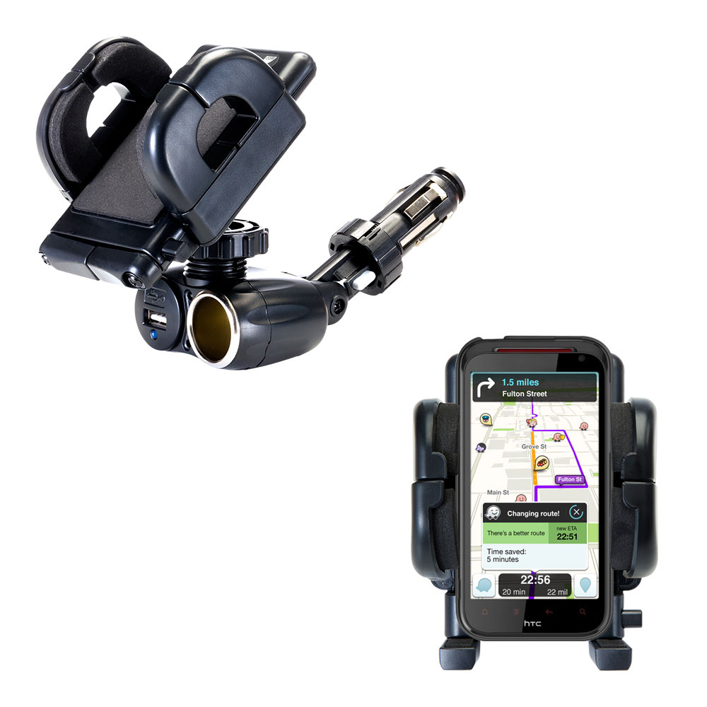 Cigarette Lighter Car Auto Holder Mount compatible with the HTC DROID Incredible 2