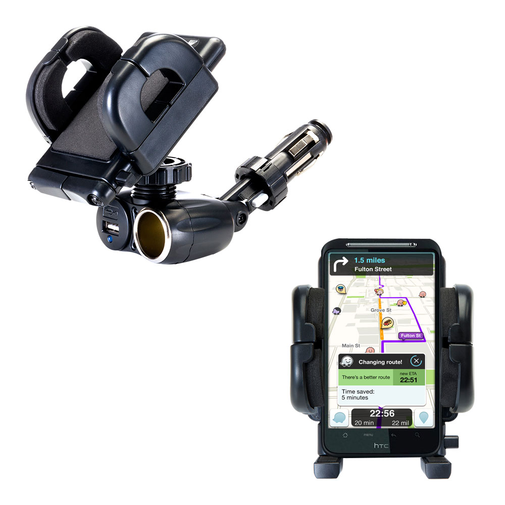 Cigarette Lighter Car Auto Holder Mount compatible with the HTC Pyramid