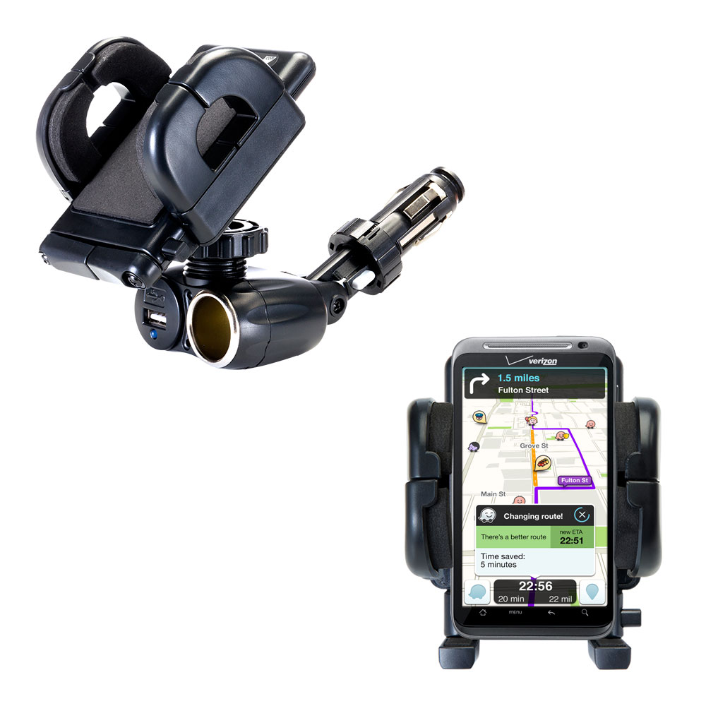 Cigarette Lighter Car Auto Holder Mount compatible with the HTC ThunderBolt 2