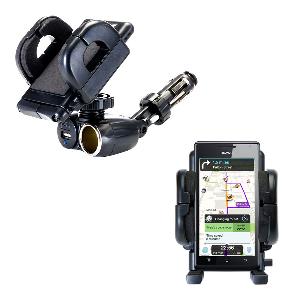 Cigarette Lighter Car Auto Holder Mount compatible with the Huawei Ascend P1