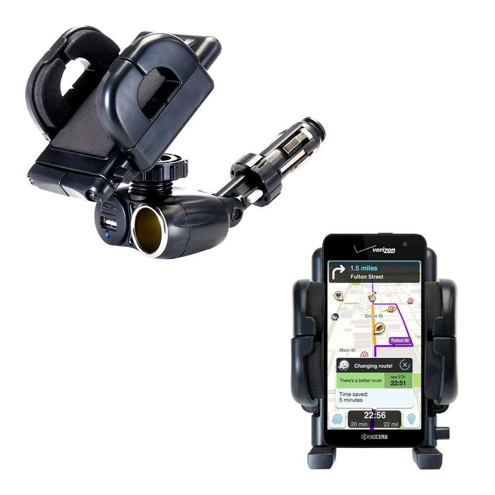 Cigarette Lighter Car Auto Holder Mount compatible with the Kyocera Hydro Elite