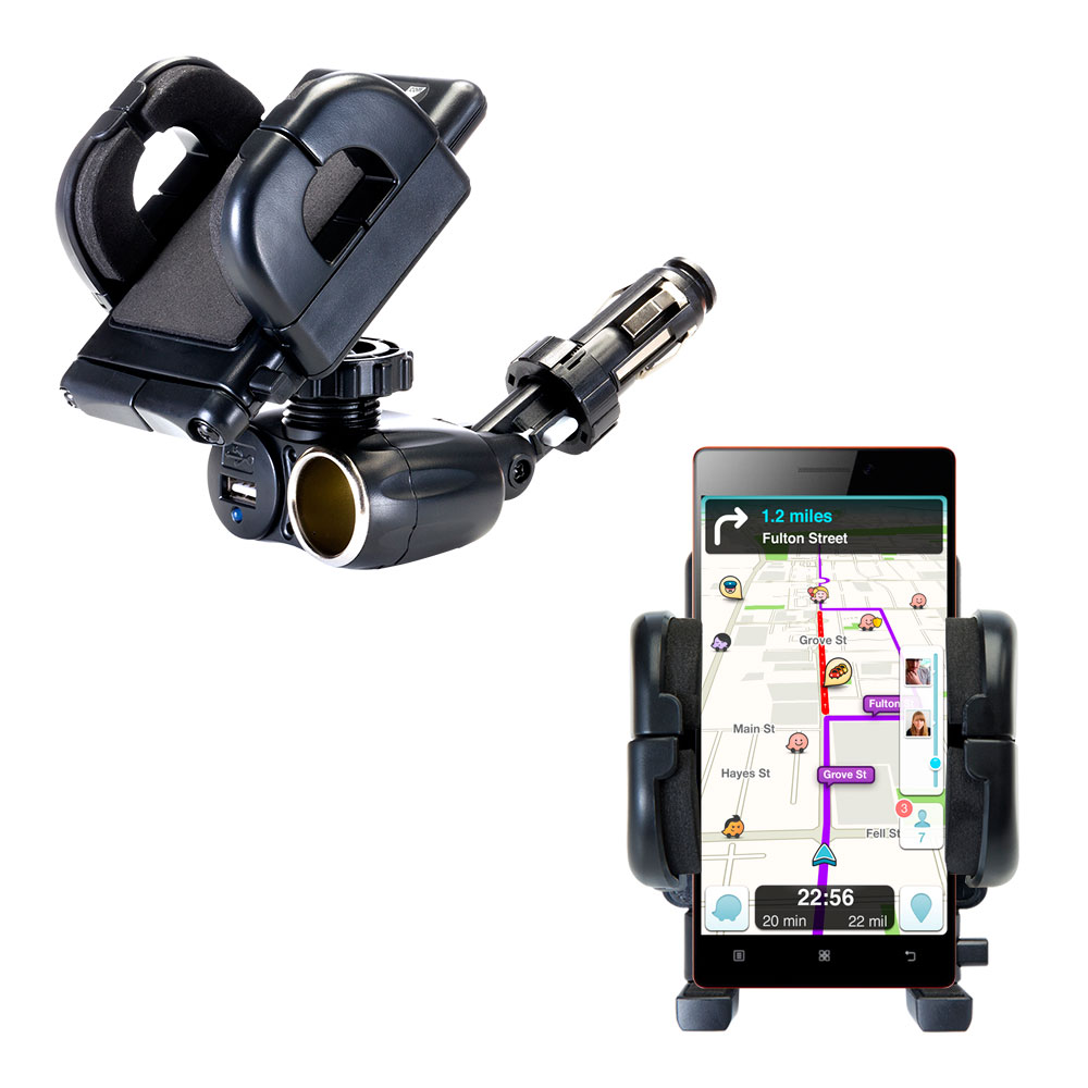 Cigarette Lighter Car Auto Holder Mount compatible with the Lenovo VIBE X2 Pro