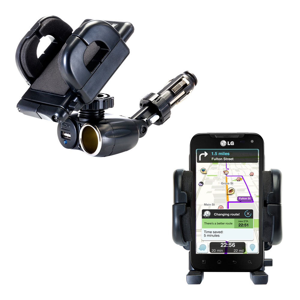 Cigarette Lighter Car Auto Holder Mount compatible with the LG Connect 4G / MS840