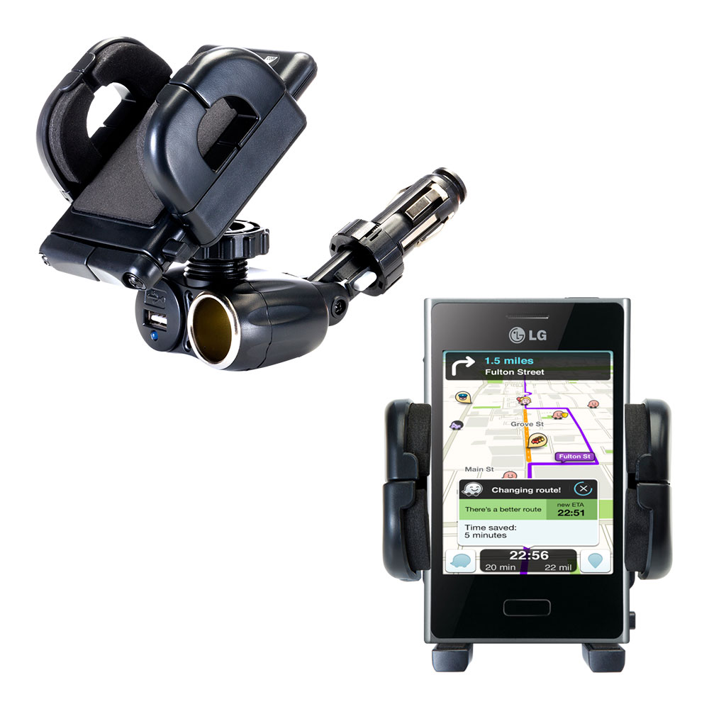 Cigarette Lighter Car Auto Holder Mount compatible with the LG E400