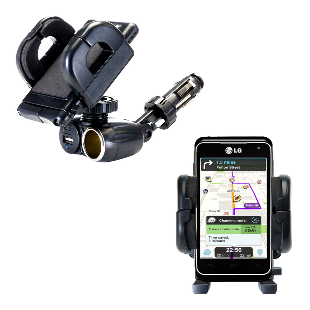 Cigarette Lighter Car Auto Holder Mount compatible with the LG Motion