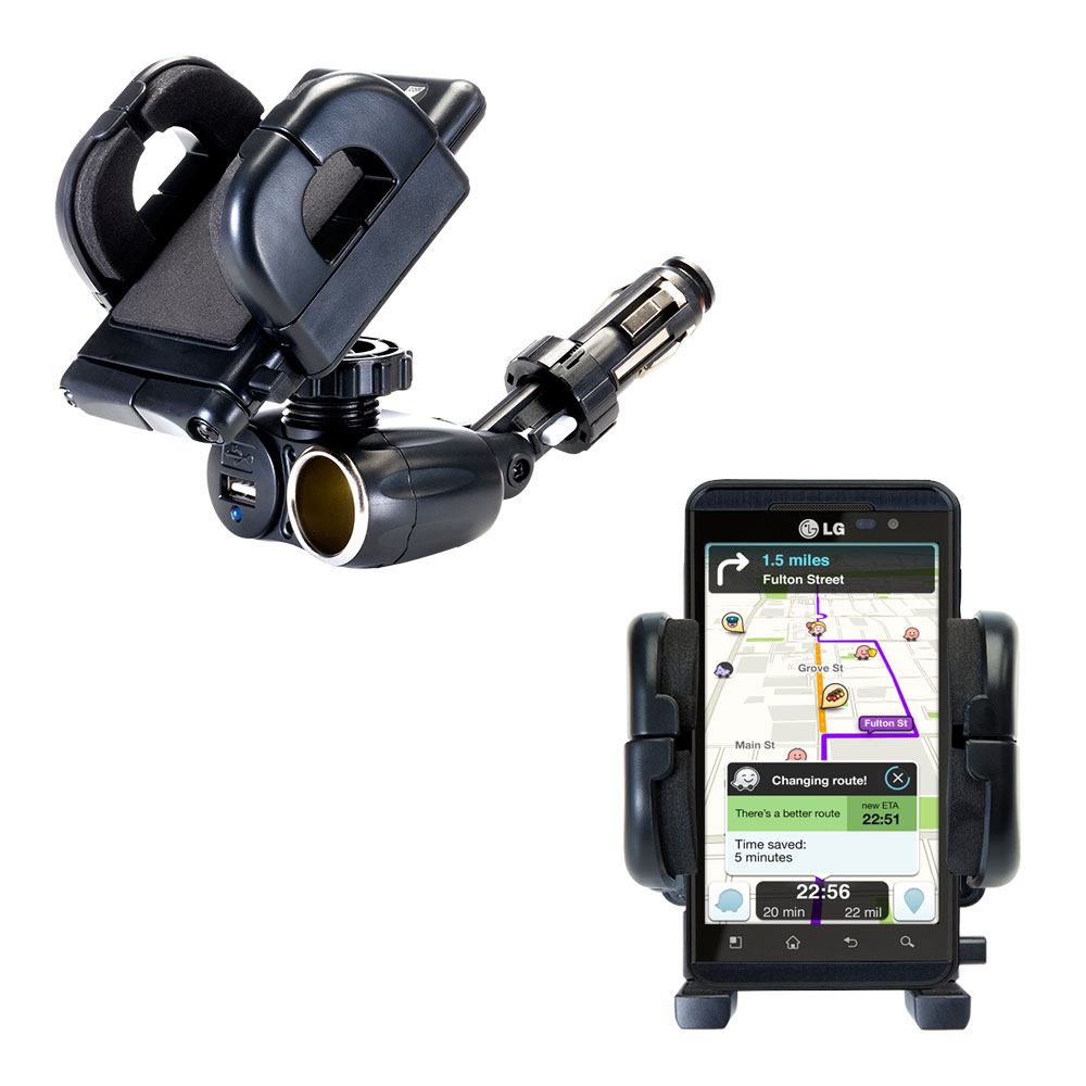 Cigarette Lighter Car Auto Holder Mount compatible with the LG Optimus 3D