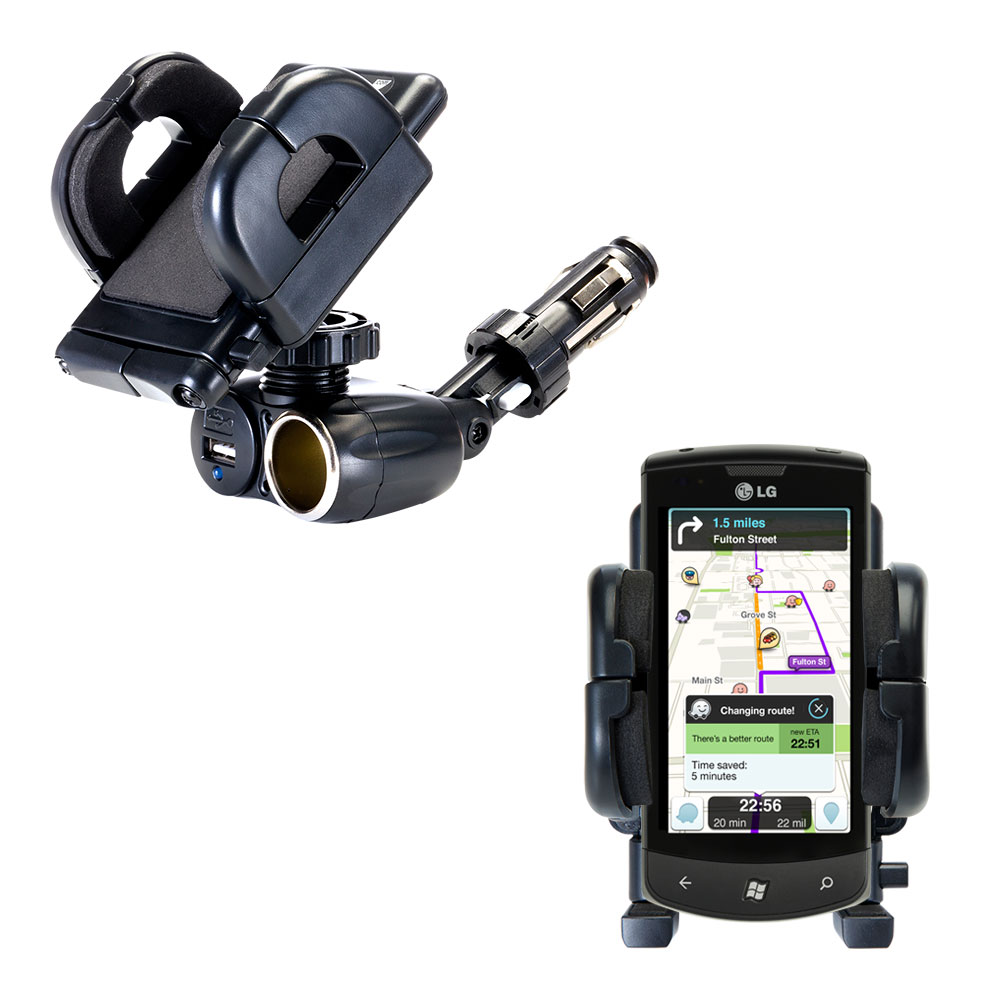 Cigarette Lighter Car Auto Holder Mount compatible with the LG Optimus 7