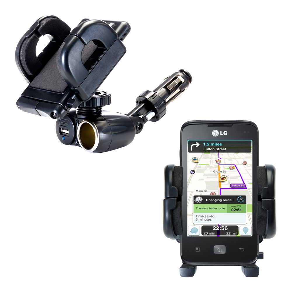 Cigarette Lighter Car Auto Holder Mount compatible with the LG Optimus Hub