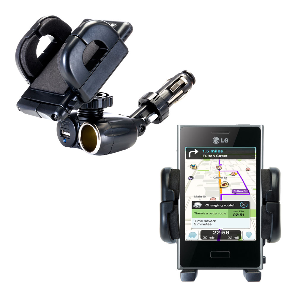 Cigarette Lighter Car Auto Holder Mount compatible with the LG Optimus L3