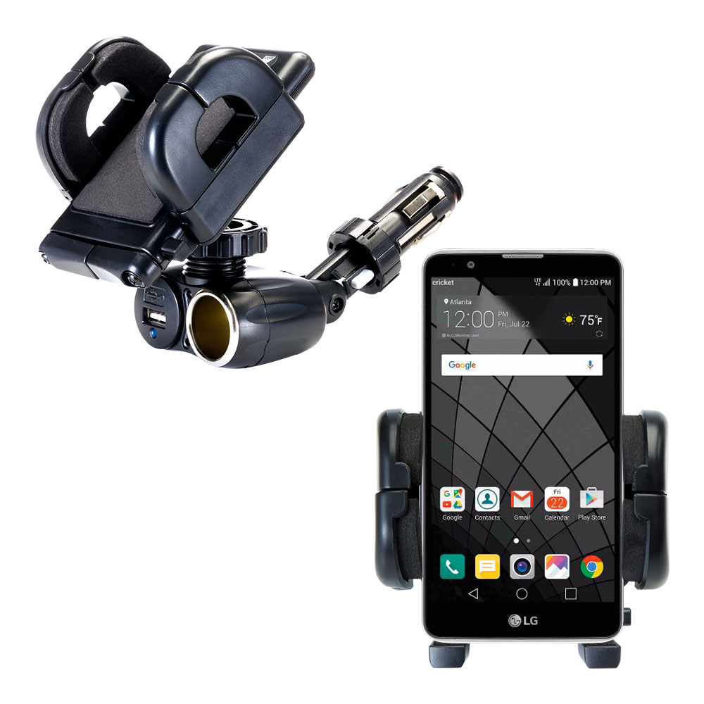 Cigarette Lighter Car Auto Holder Mount compatible with the LG Stylo 2