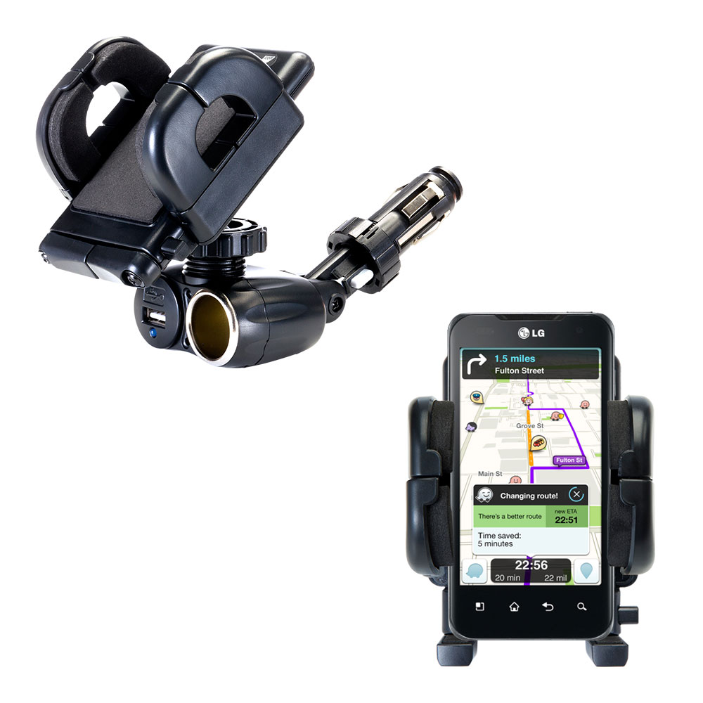 Cigarette Lighter Car Auto Holder Mount compatible with the LG Tegra 2