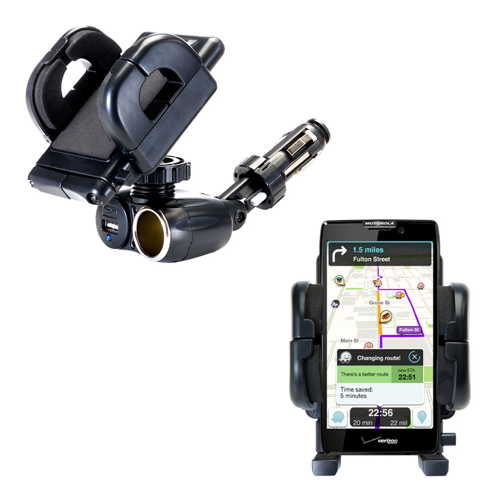 Cigarette Lighter Car Auto Holder Mount compatible with the Motorola DROID RAZR MAXX