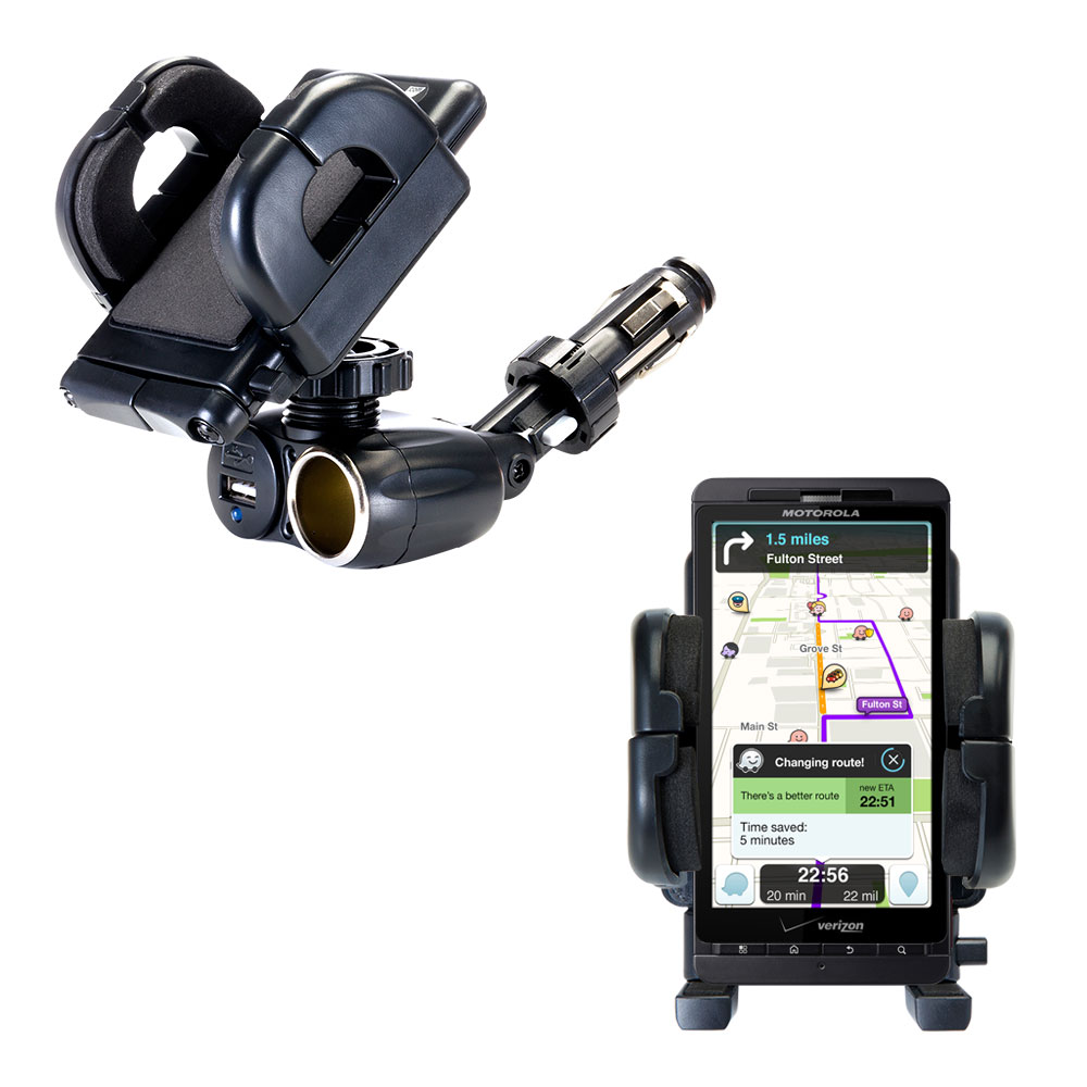 Cigarette Lighter Car Auto Holder Mount compatible with the Motorola DROID X2