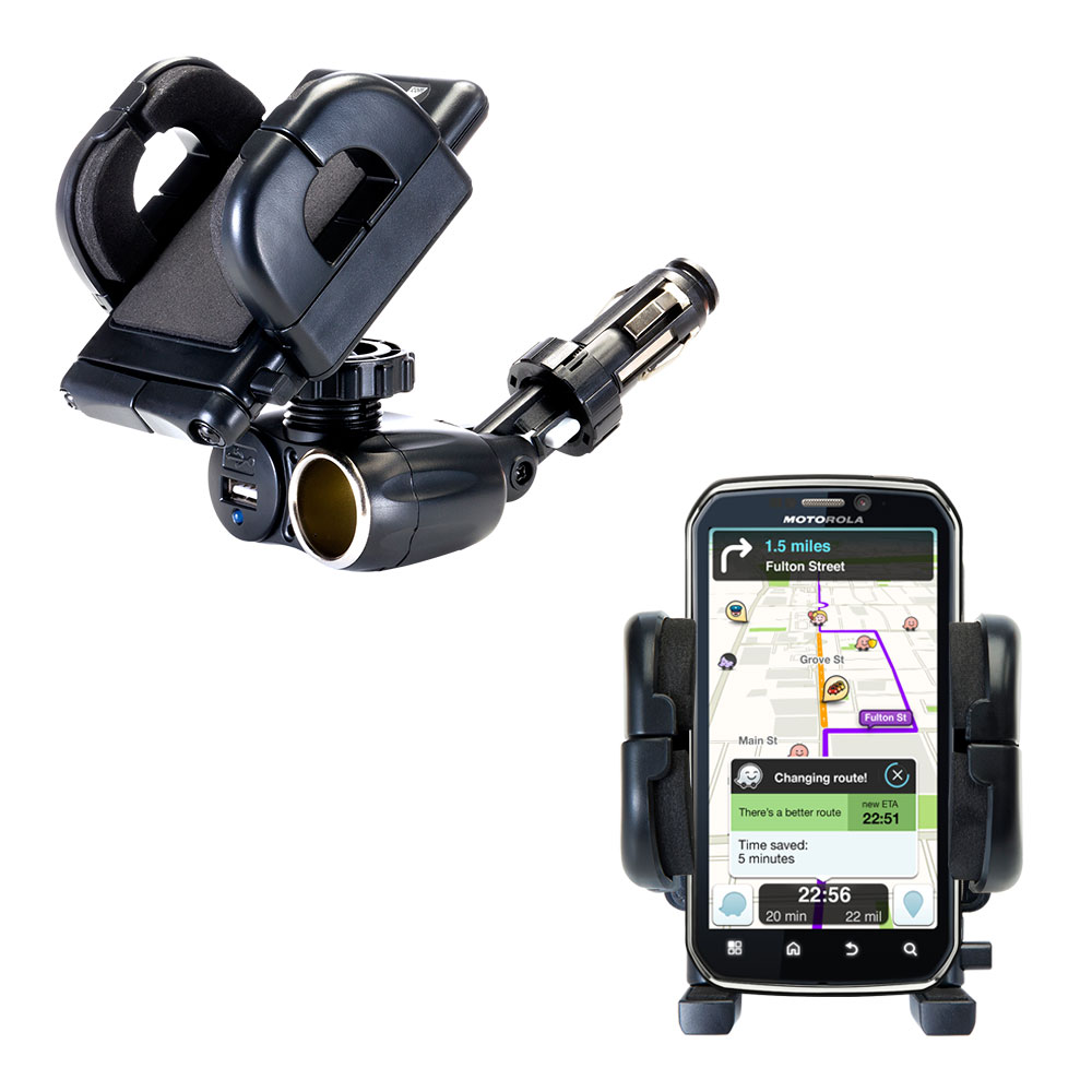 Cigarette Lighter Car Auto Holder Mount compatible with the Motorola ELECTRIFY 2