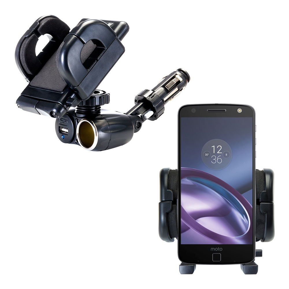 Cigarette Lighter Car Auto Holder Mount compatible with the Motorola Moto Z Play