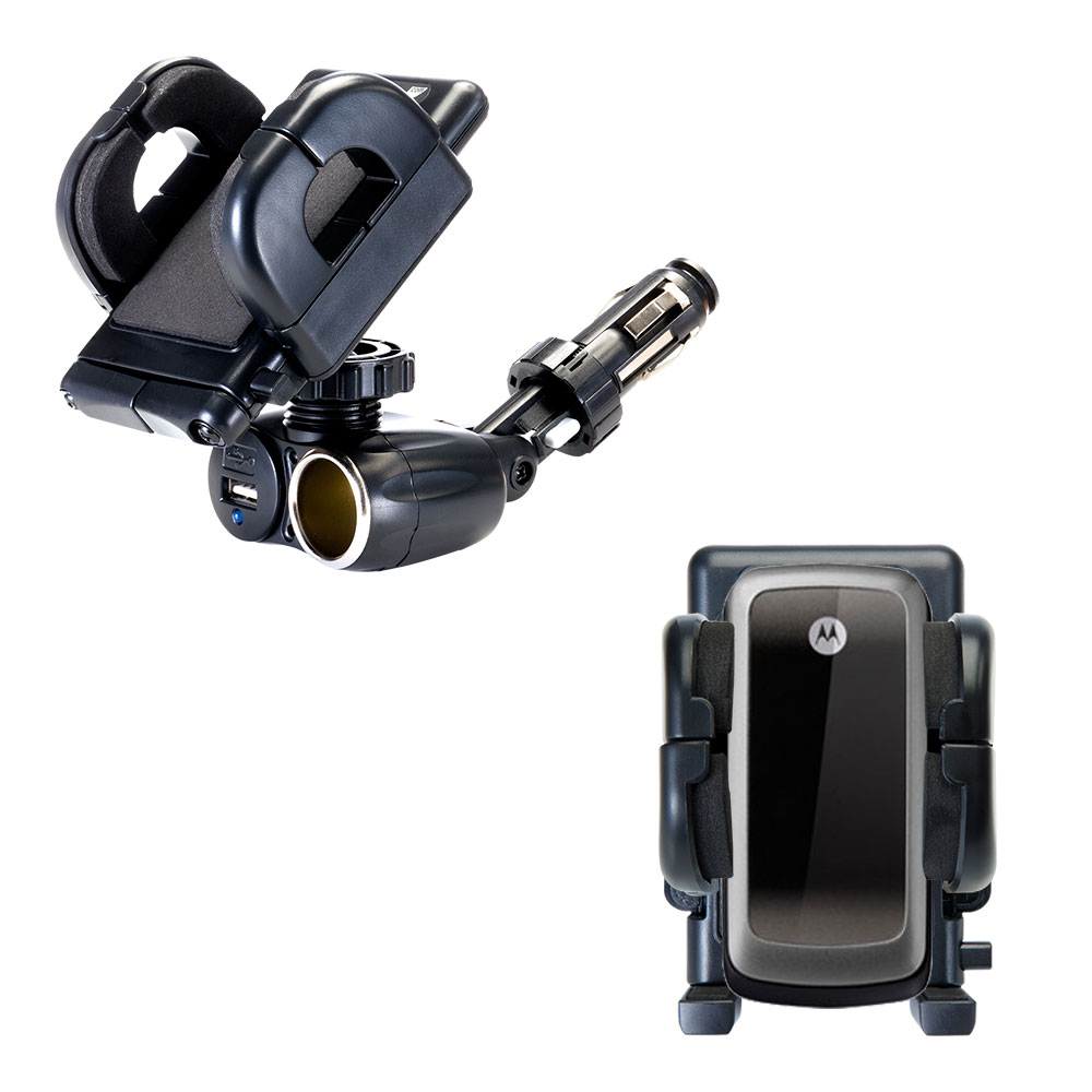 Dual USB / 12V Charger Car Cigarette Lighter Mount and Holder for the Motorola WX265