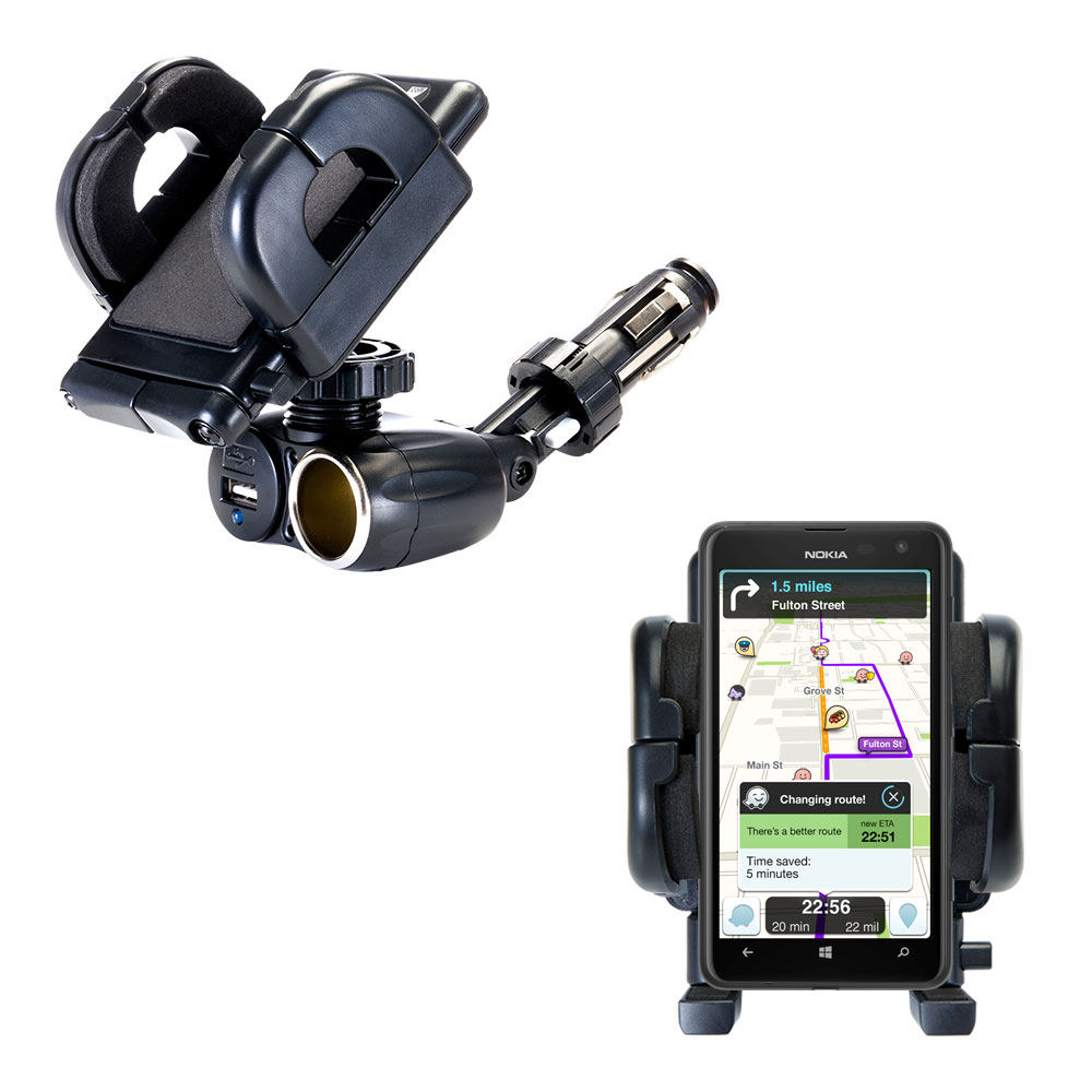 Cigarette Lighter Car Auto Holder Mount compatible with the Nokia Lumia 625