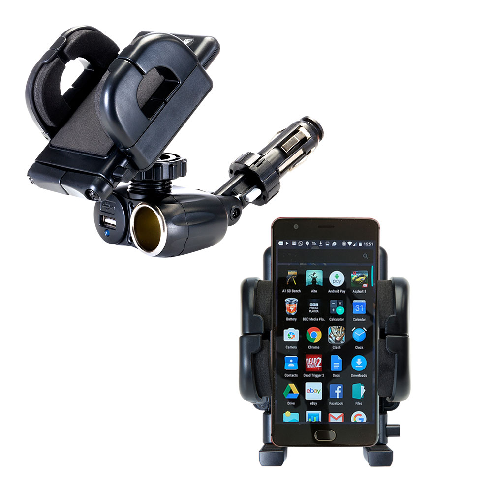 Cigarette Lighter Car Auto Holder Mount compatible with the OnePlus OnePlus Three / 3
