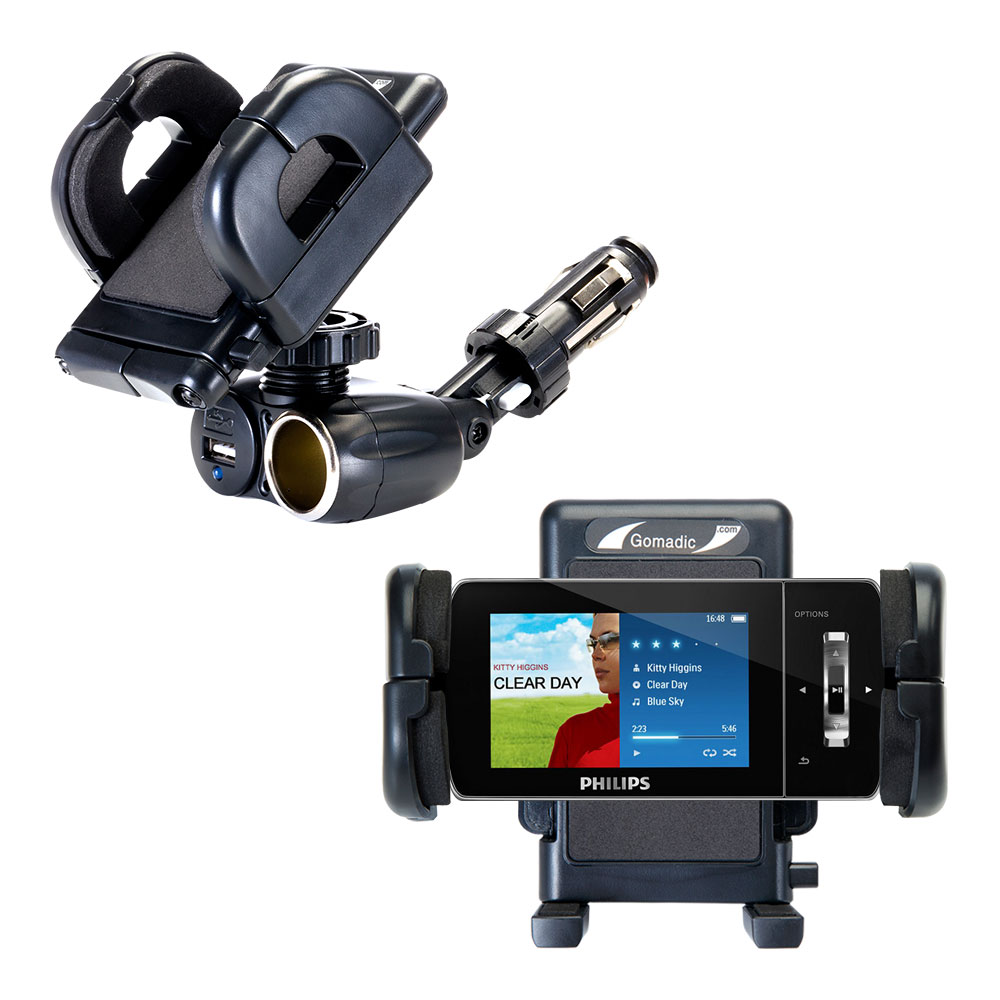 Cigarette Lighter Car Auto Holder Mount compatible with the Philips Muse MP3 Video Player FullSound