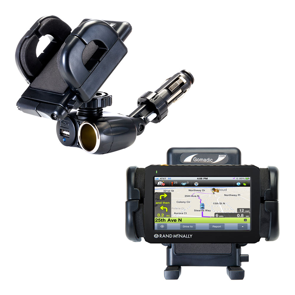 Cigarette Lighter Car Auto Holder Mount compatible with the Rand McNally IntelliRoute TND 530